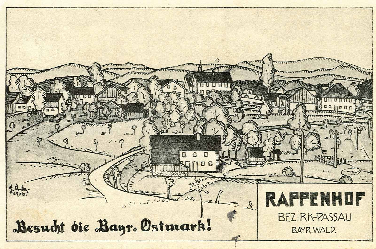 Rappenhof auf einer Zeichnung von Georg Costa.