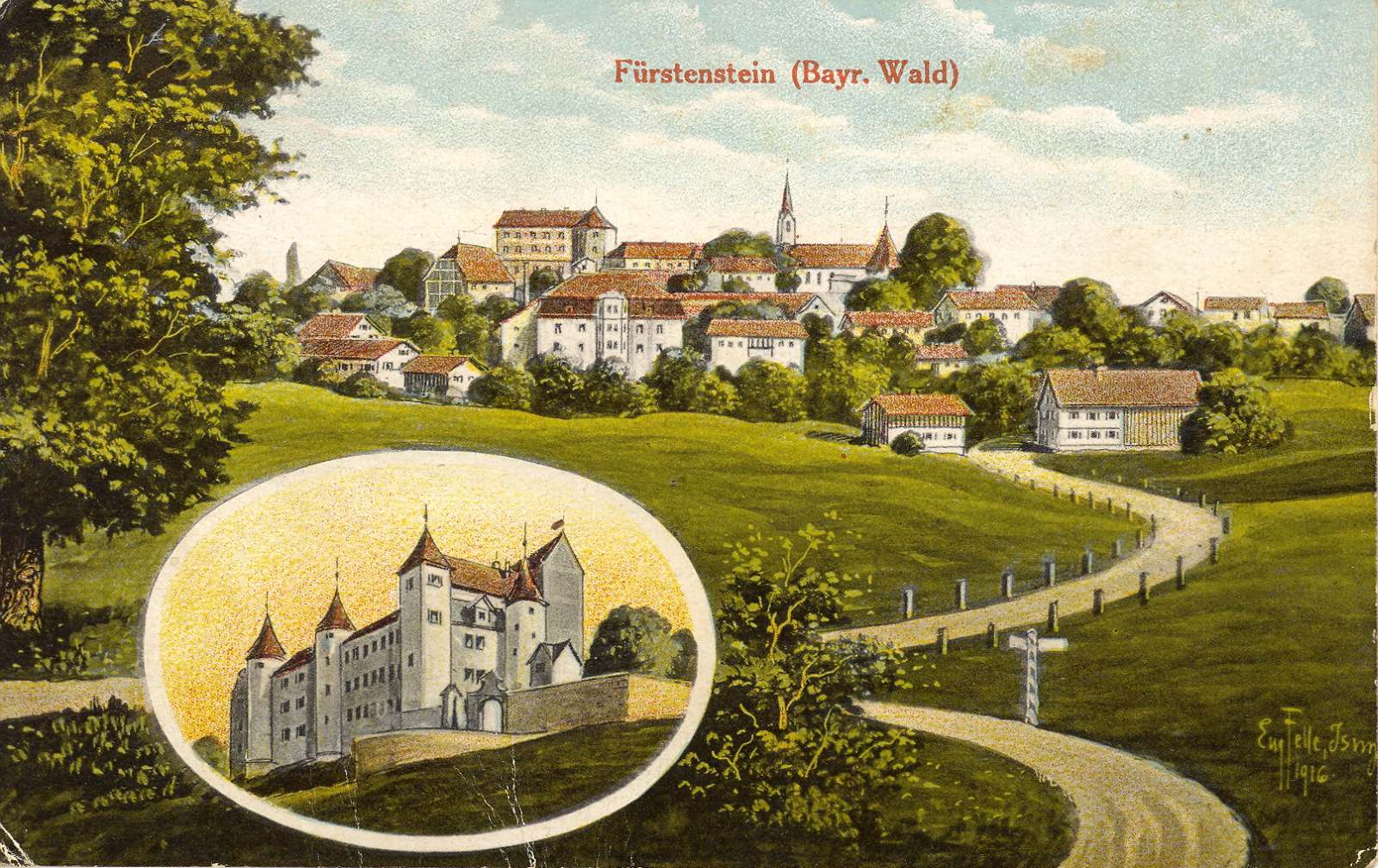 Eine kolorierte Karte um 1916.