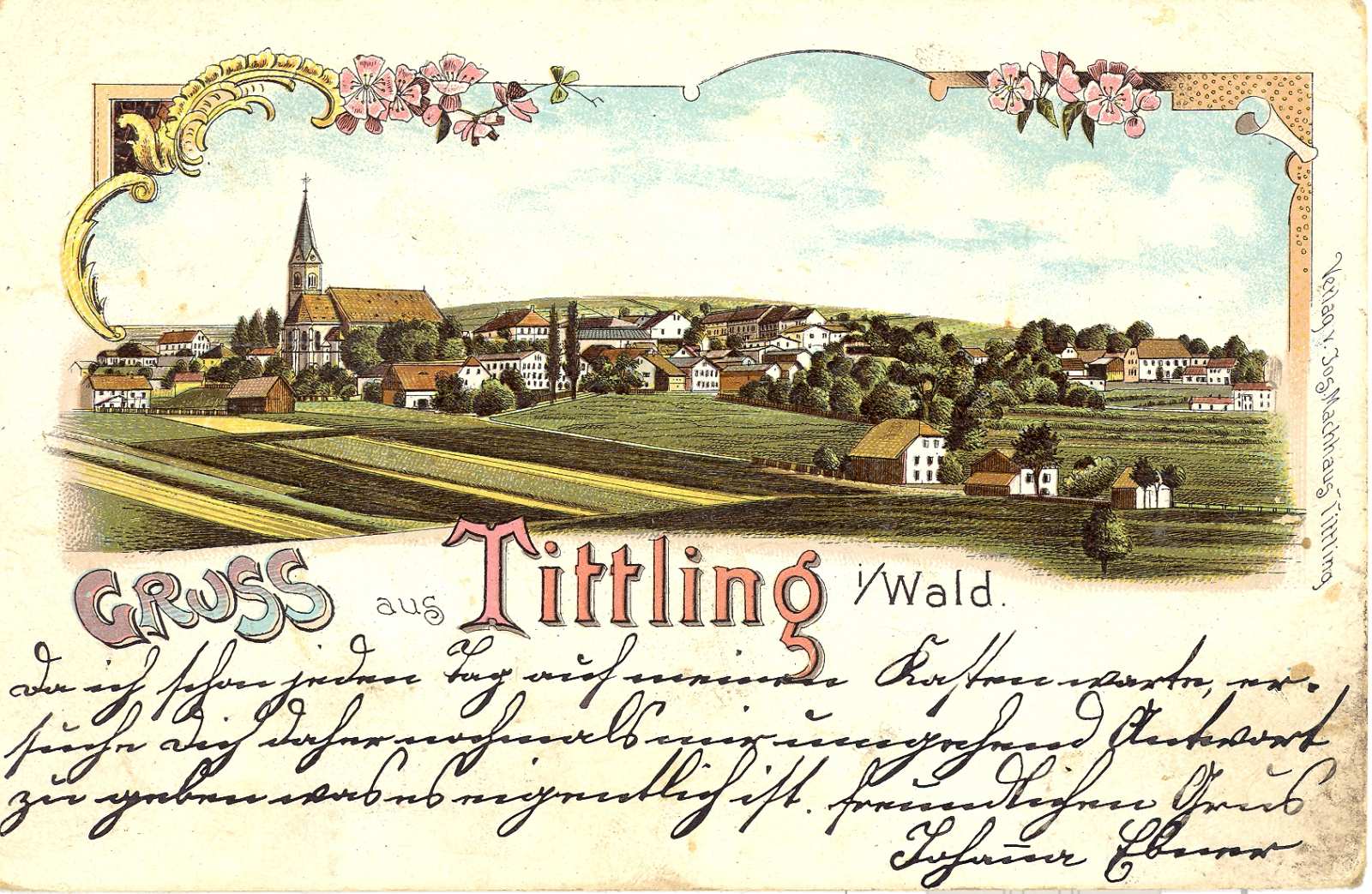 Eine künstlerisch gestaltete Karte von Tittling.