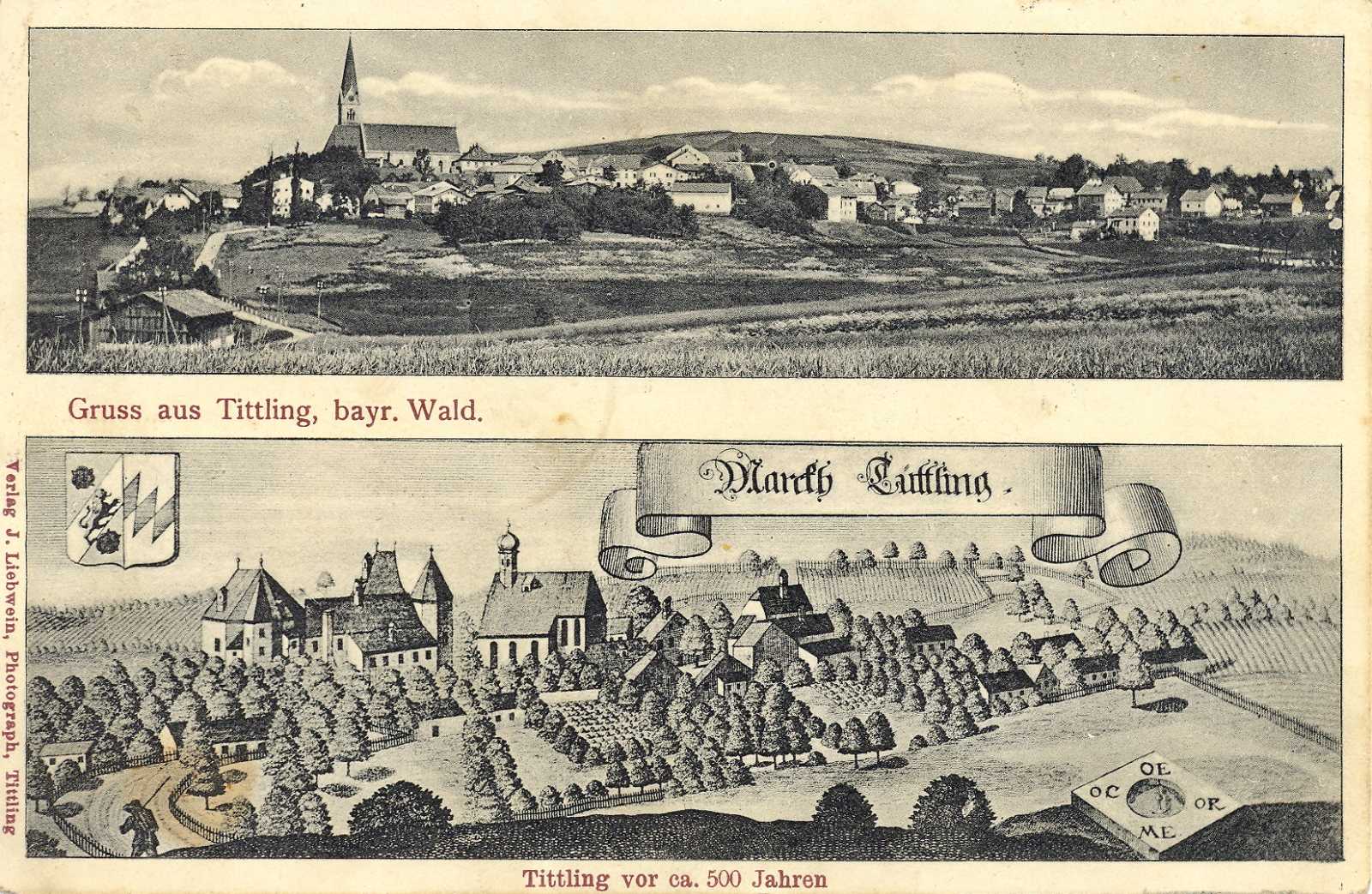 Ortsansichten von Tittling in den Jahren 1717 und 1907.