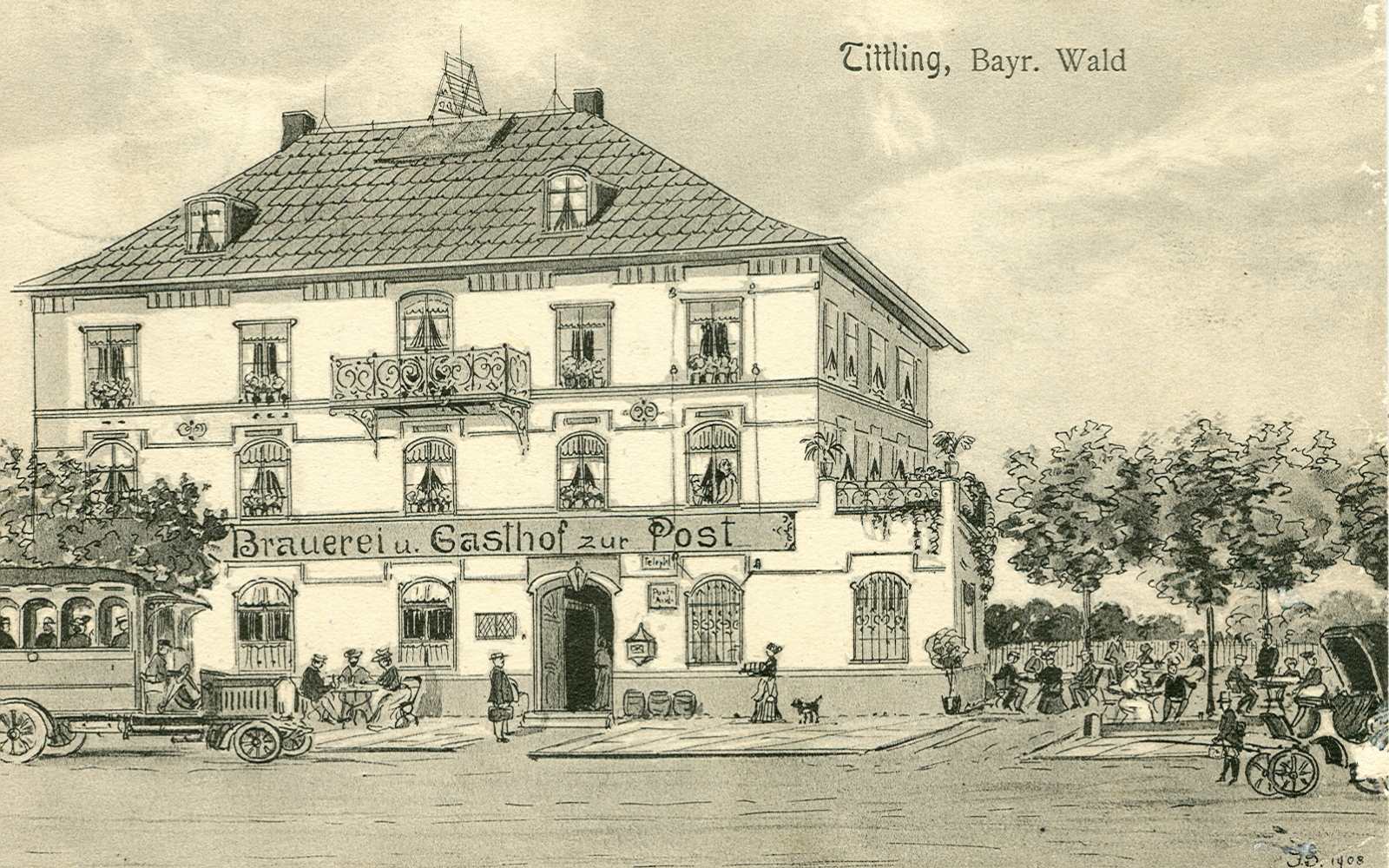 Die Motorpost löst 1908 die Postkutsche ab.