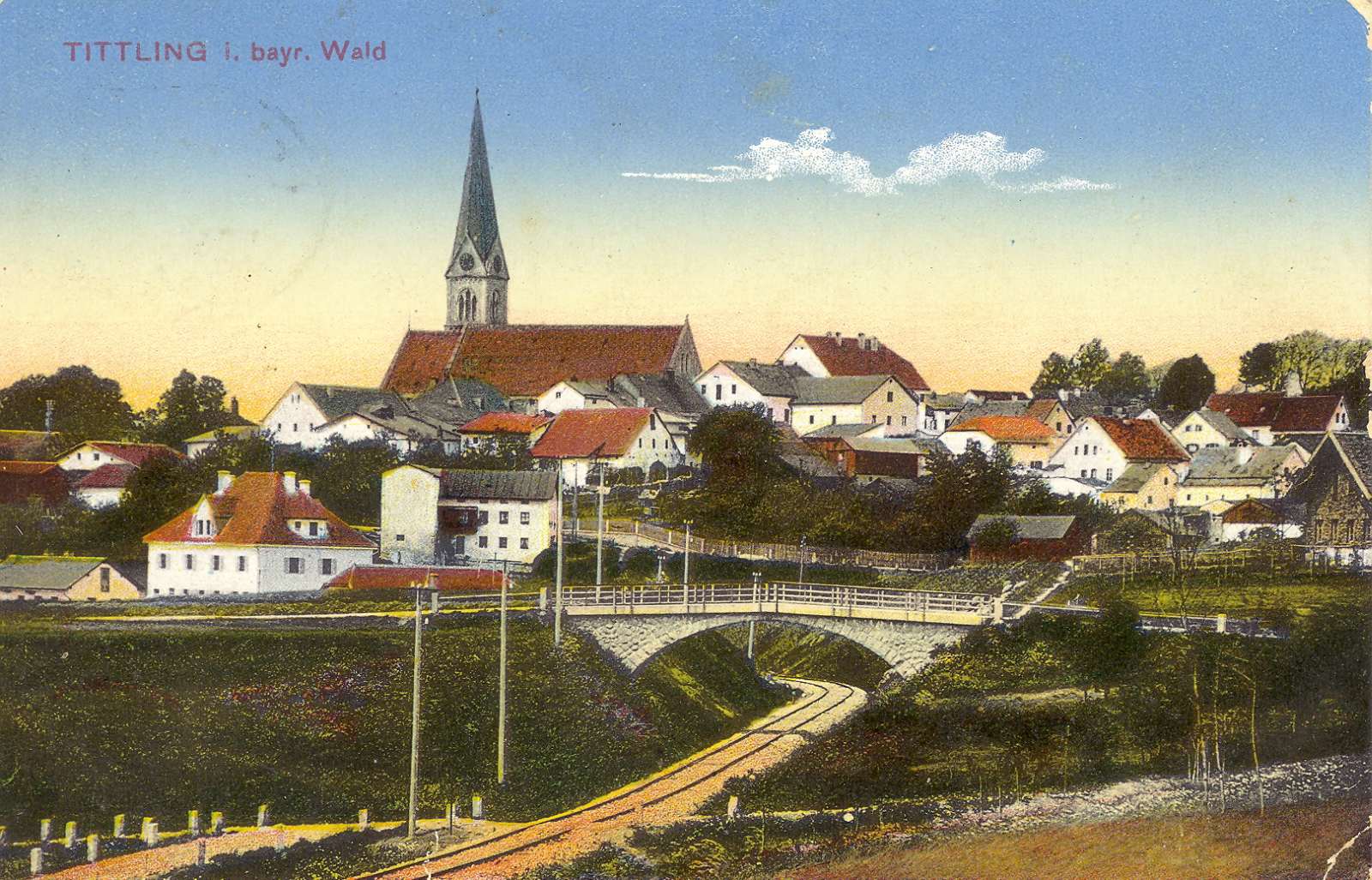 Ortsansicht und neue Bahnlinie.